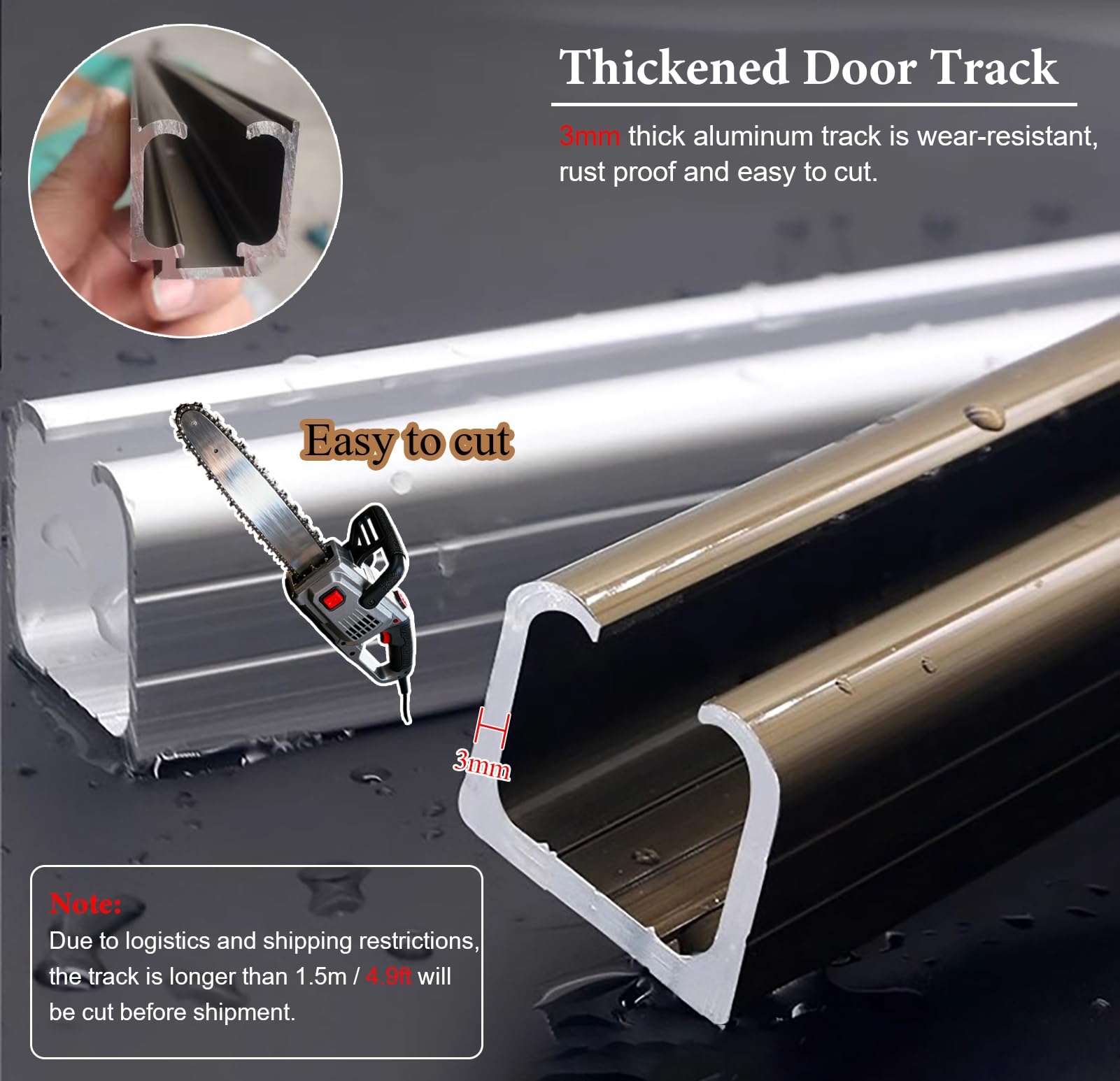 Guia Puerta Corredera Herrajes de Repuesto para Rieles de Puertas Corredizas de Armario, Herrajes de Aluminio para Puertas de Granero con Juego de Rodillos, Rieles Recortables(6.9ft/210cm)