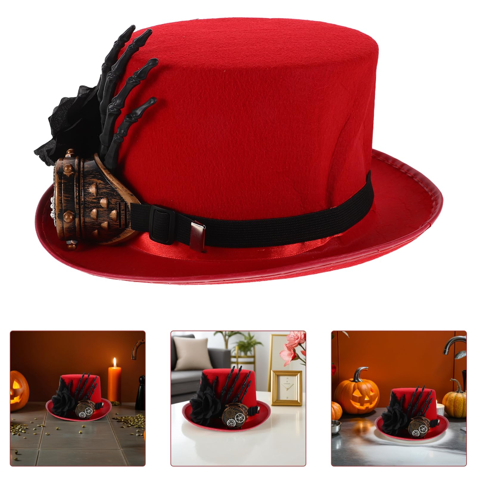 Didiseaon Sombrero de Copa de Halloween con Diseño de Calavera y Gorra de Disfraz Unisex para Fiesta de Cosplay Accesorios de Disfraz Sombrero Steampunk para Hombres y Mujeres