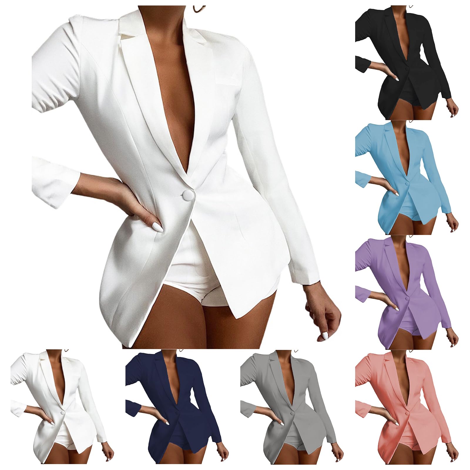 Blazer Sets Women 2 Piece Outfits One Button Long Sleeve Cardigan Mini Shorts Business Casual Outfits Elegant Suits