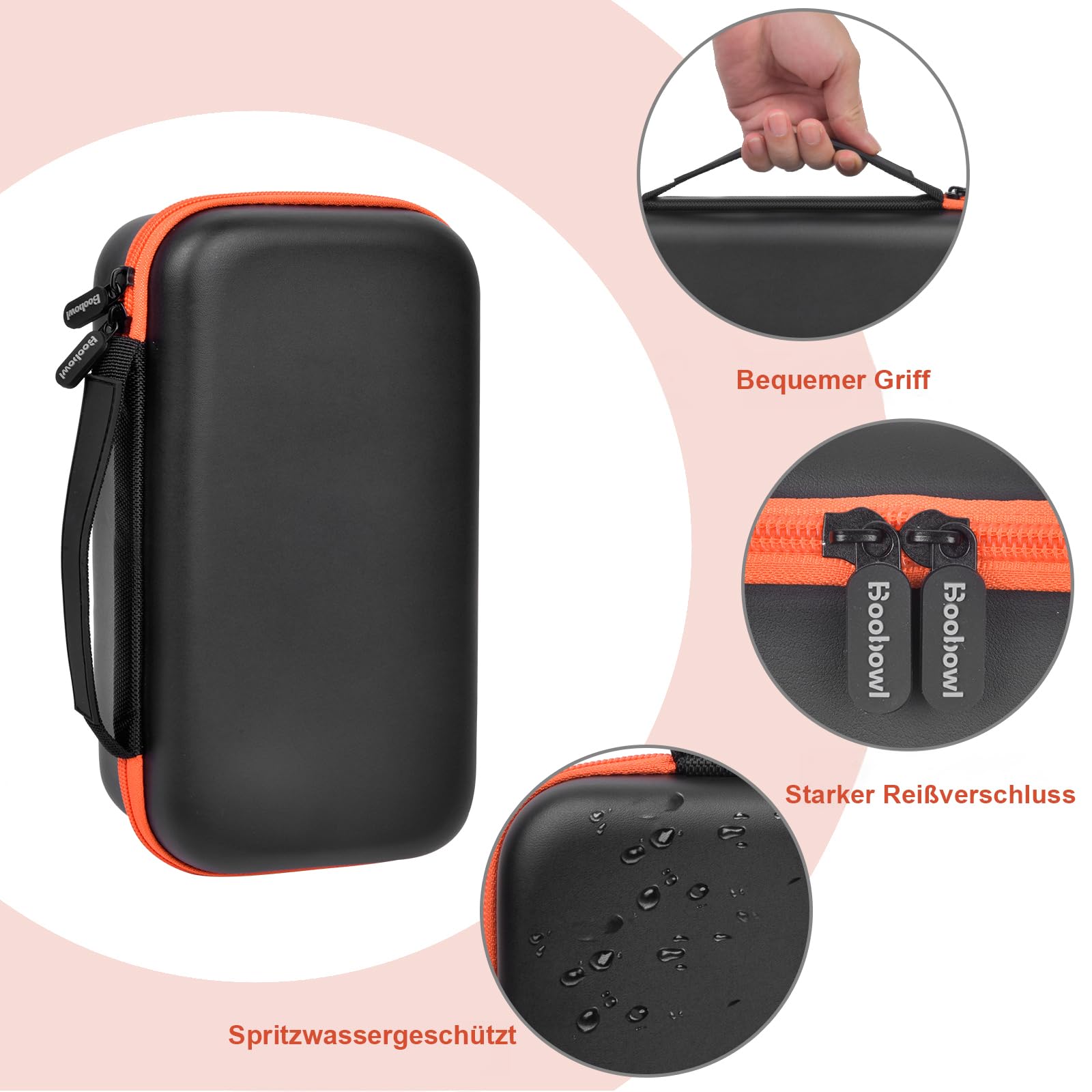 Boobowl Bluetooth Mikrofon Etui Kompatybilne z JBL PartyBox Wireless Mic J2X Mikrofony cyfrowe, przenośna skrzynka mikrofonowa z ponownie ładowalną baterią, odbiornik, adapter (tylko etui), czarny