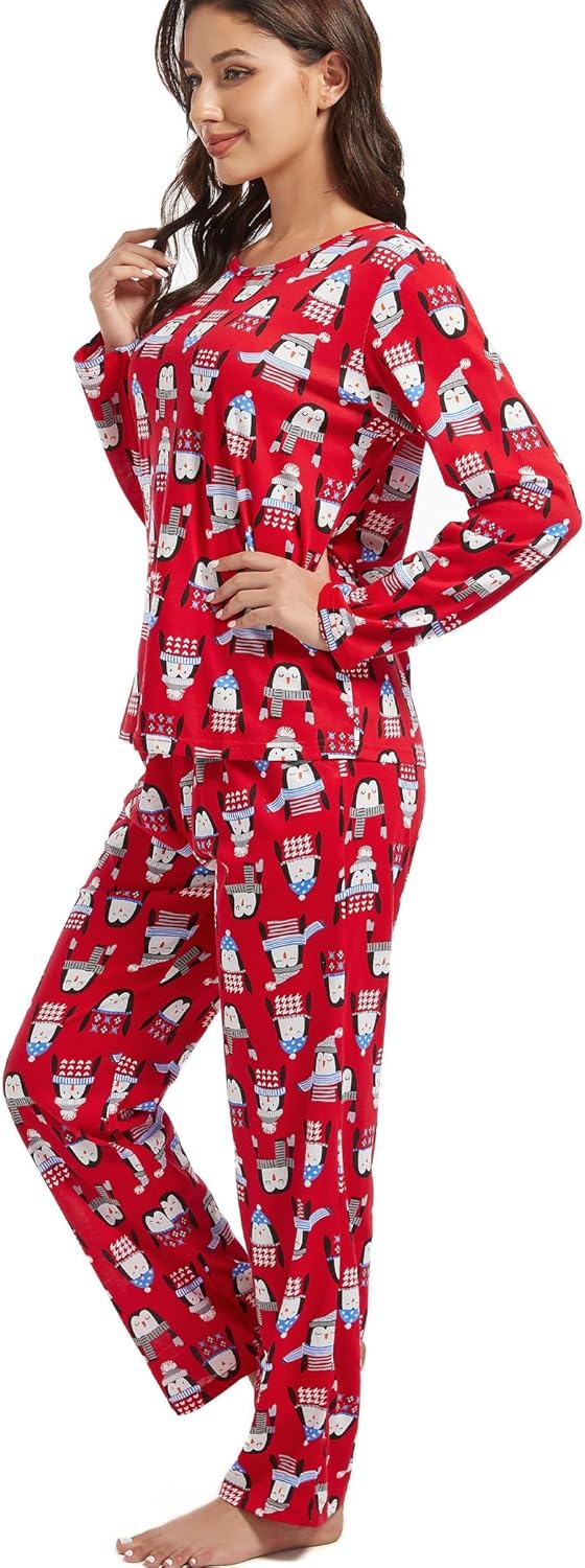 ENJOYNIGHT Womens Pajama Set Cotton Long Sleeve Pjs Two Piece Sleepwear with Pockets - Image 2