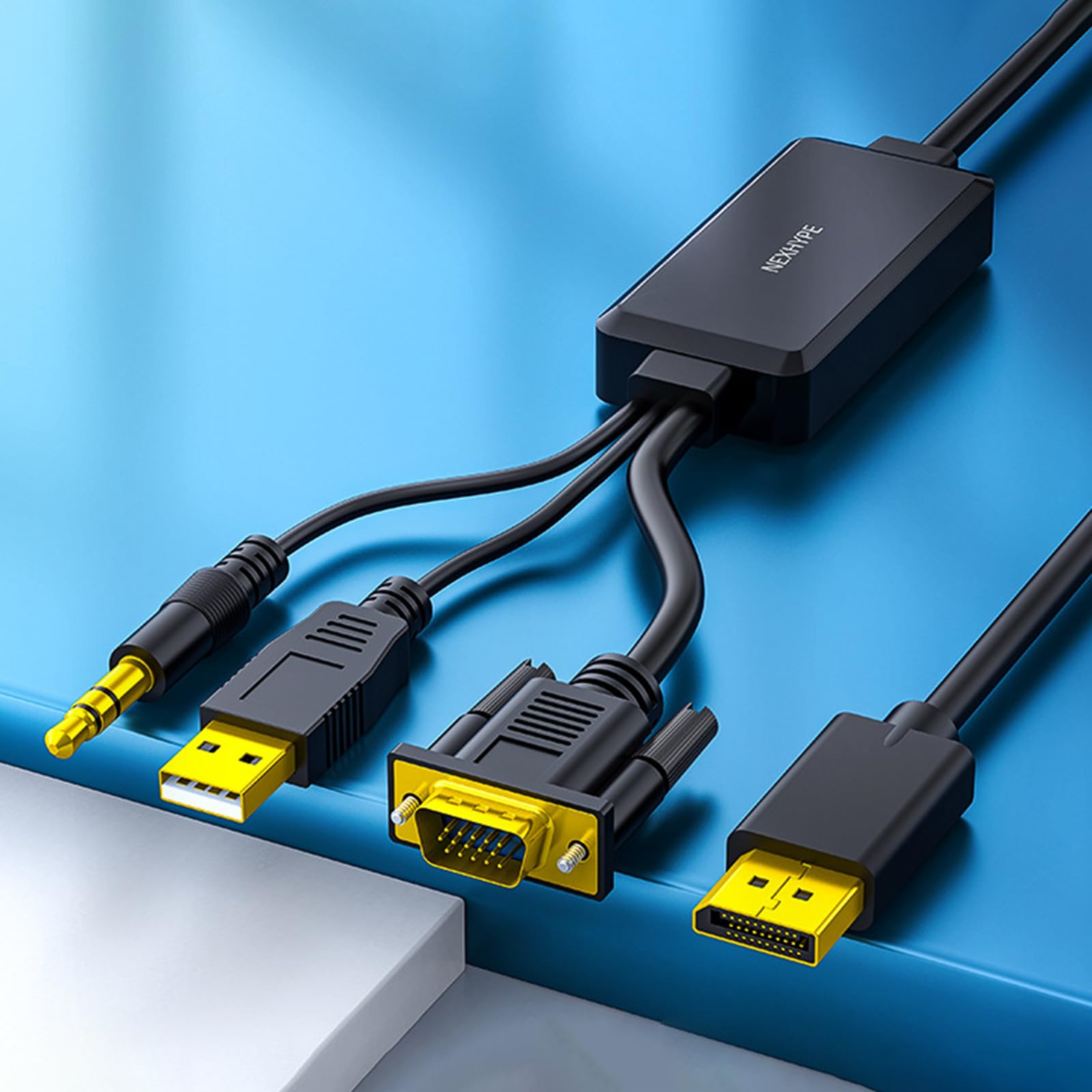 Câble adaptateur VGA vers DP - Transmission du son et résolution 1080p - Pour ordinateur portable vers téléviseurs, moniteur, VGA mâle vers mâle DP