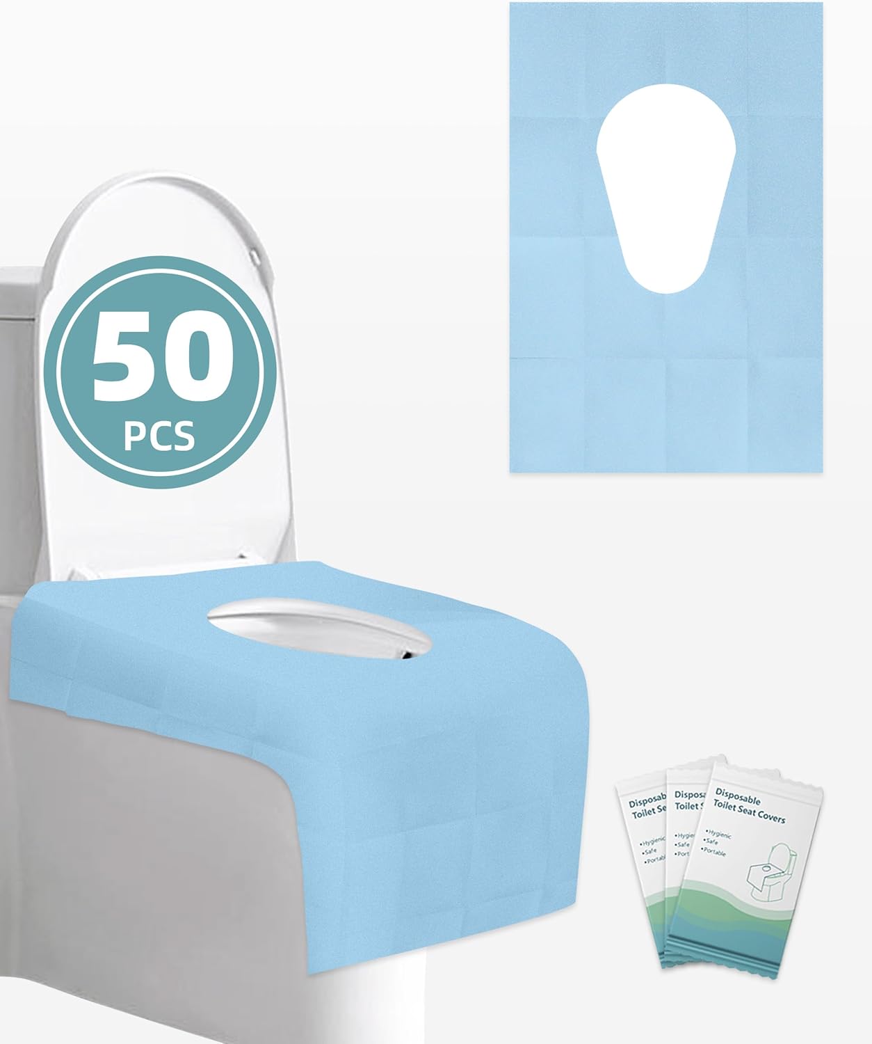 FLOGOSO 50 Pack Toilet Seat Covers Disposable 16x24 Inch