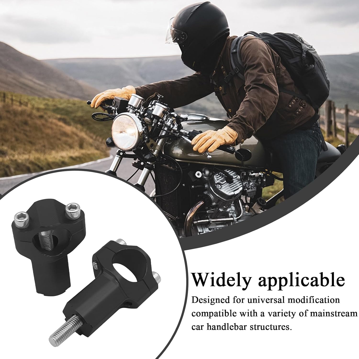 Handlebar Riser | Motorcycle Handlebar Risers Fat Clamp - Motorbike Replacement, Handle Aluminum Alloy Accessories for Husband, Friends, Boyfriend