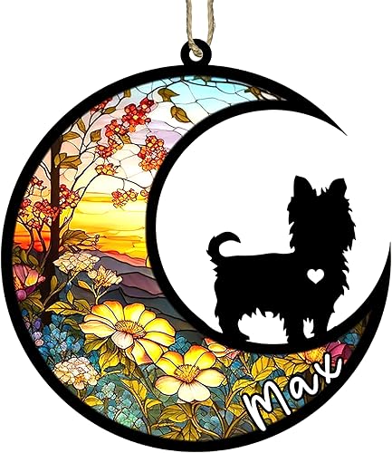 Miniatura 23 de Memorial personalizado para perro, adorno de Navidad de perro pastor alemán con nombre, razas personalizadas, atrapasador de luz para pérdida