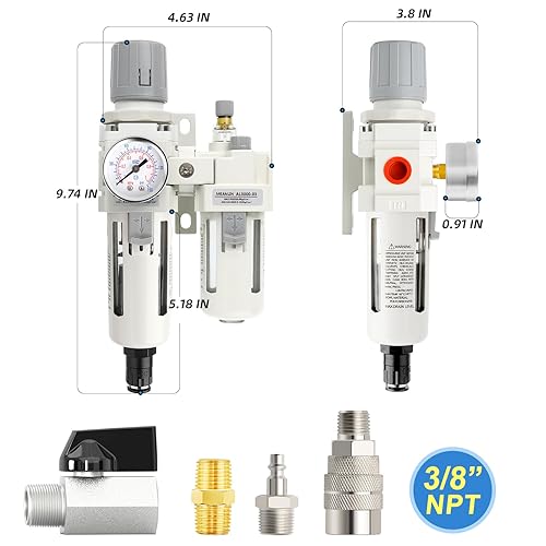 Miniatura 2 de Filtro de humedad para compresor de aire, filtro de línea de aire de drenaje automático AC3010-03D, entrada NPT de 38 pulgadas con calibre de 150