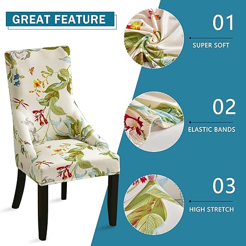 Miniatura 5 de Liykimt Funda elástica para silla lateral con respaldo de ala - Funda para silla de acento con brazo, lavable, silla de comedor tapizada con brazo