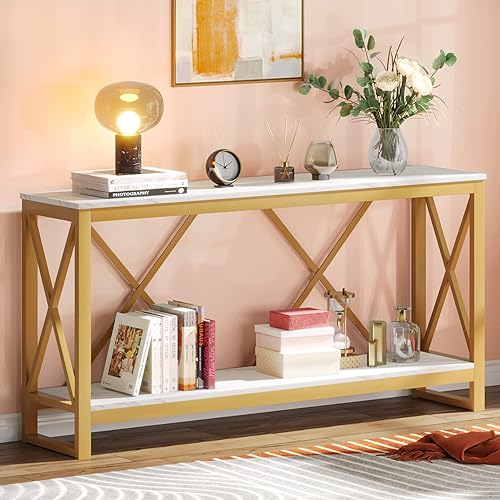 Miniatura 1 de Tribesigns Mesa de consola extra larga de 709 pulgadas mesa de entrada estrecha industrial detrás del sofá con estante de almacenamiento abierto