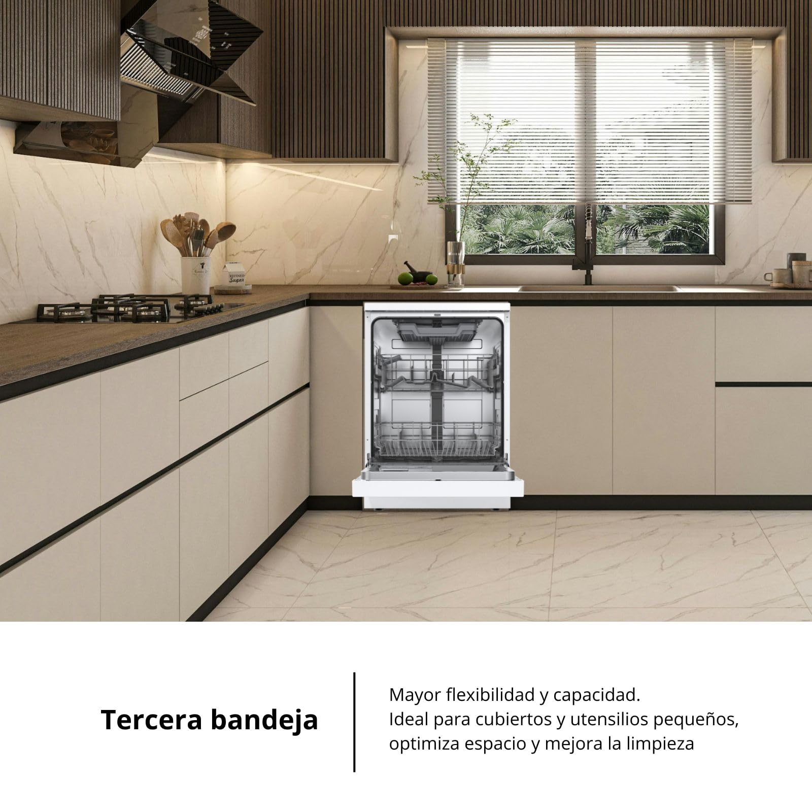 Corberó - Lavavajillas Gama Excellence | CLVM861424W | 14 Servicios | 6 Programas, 4 Temperaturas, Indicadores LED, Inicio Diferido, 3ª Bandeja, Función Media Carga | Blanco