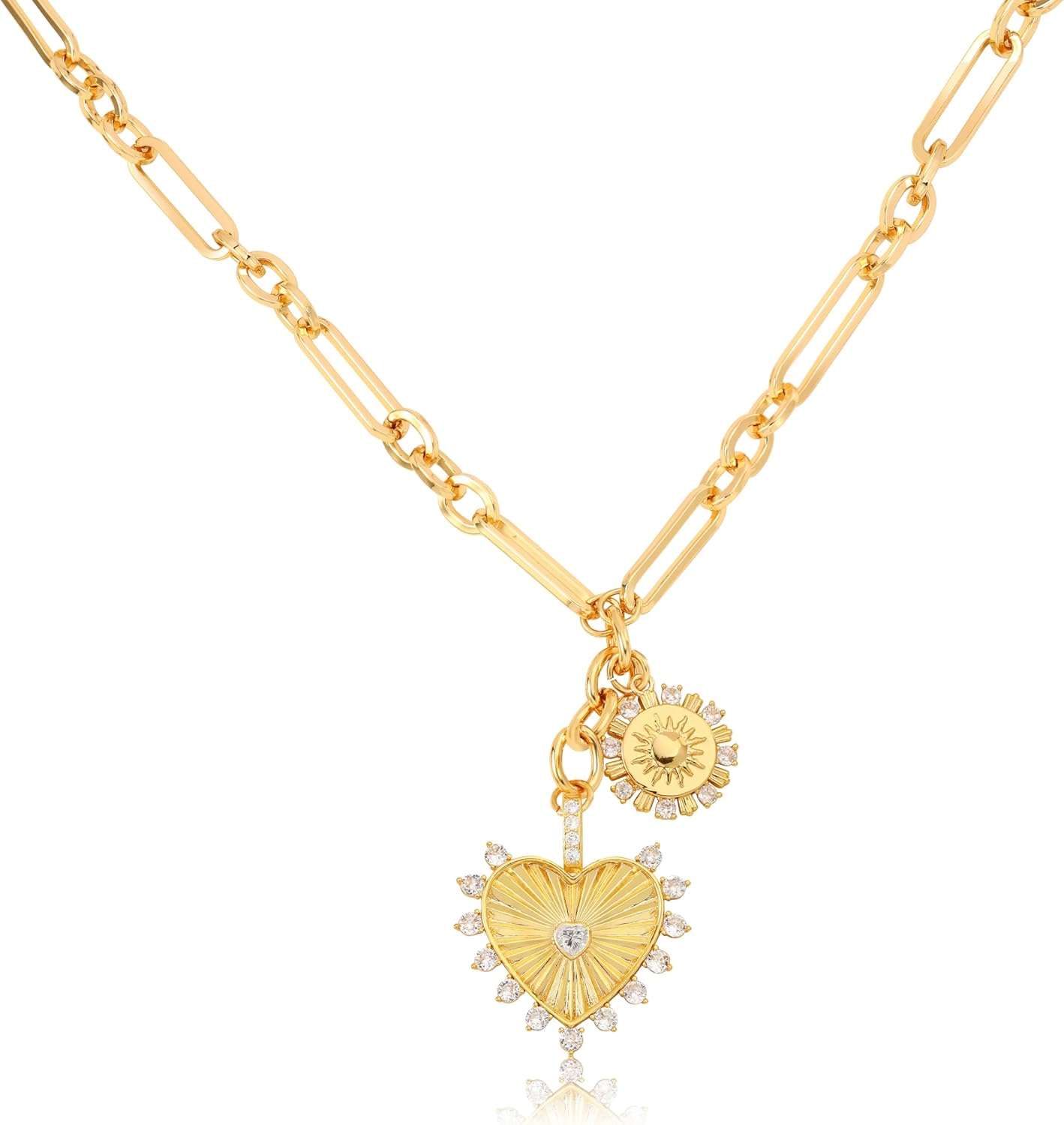 Amazon.com: Chmnigma Chunky Gold Heart Necklaces for Women
