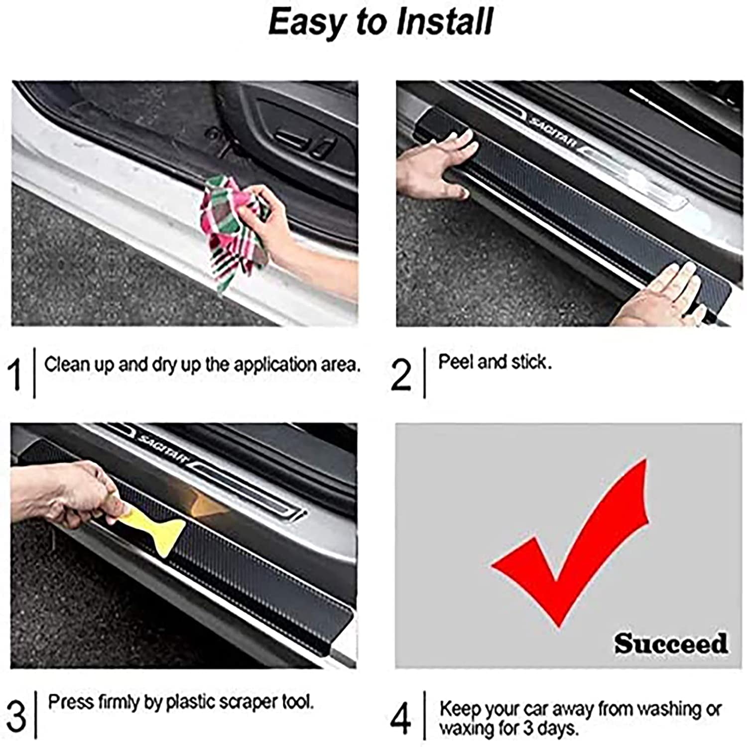 Enfily, 4 pezzi in acciaio inox per portiera auto, Battitacco per KIA Rio RIO3 RIO4 2010-2019, Benvenuto Pedale Kick Plate Protezione antiscivolo Auto Styling Accessori
