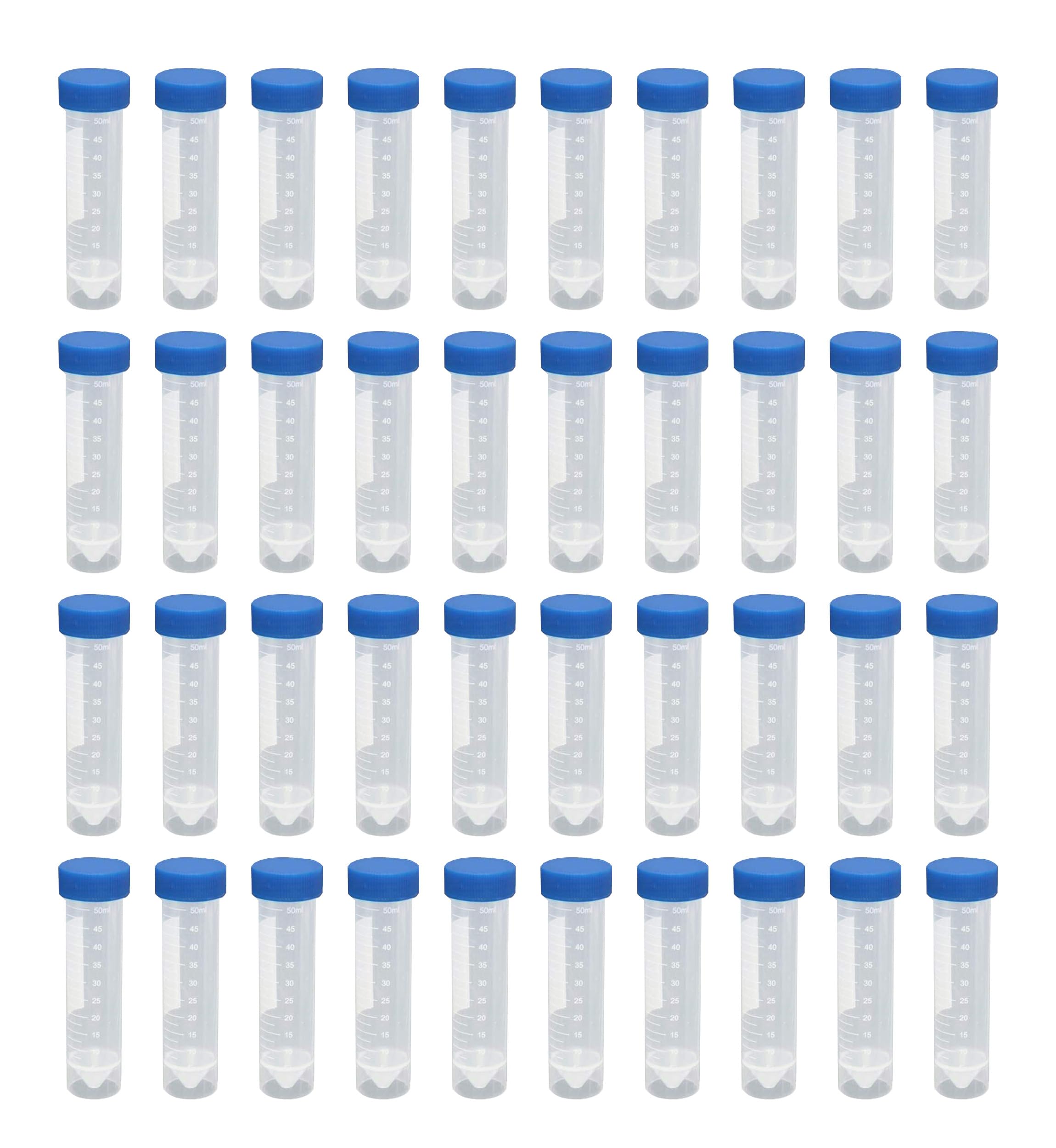 HUAZIZ 40 probówek wirowniczych 50 ml plastikowych niebieskich do laboratorium chemicznego