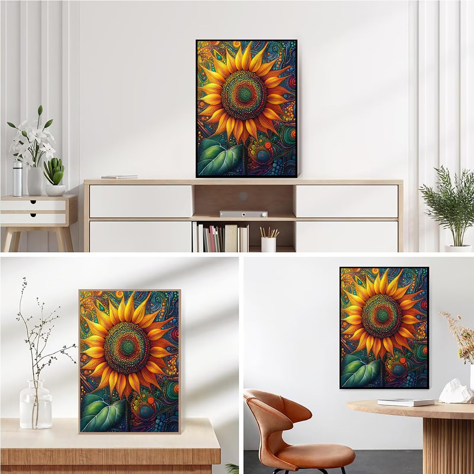 Diamond Painting Kit Completo, Diamond Painting Girasole, 5D Quadrato Pittura Diamante Kit Manualidades Adultos DIY Diamantini Crystal Art Disegni Ricamo Punto Croce Artigianale, 60x90cm Fiori j0-639