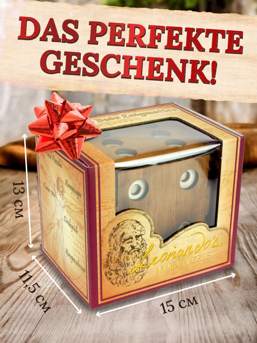 Logica Spiele Art. Würfel Geheimbox - Geheimschachtel - Schwierigkeit 5/6 Unglaublich - Geschenkbox - Denkspiel - Knobelspiel - Leonardo da Vinci Kollektion