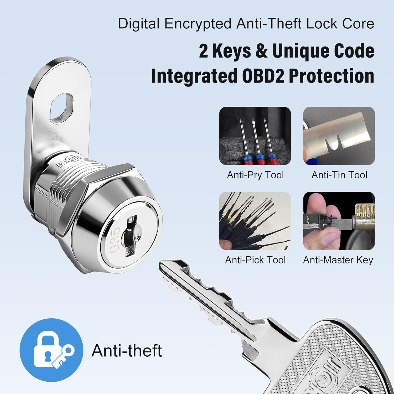 Upgraded OBD2 Port Lock Anti-Theft Device (ONLY), Universal Car OBD 2 Port Locking Tool with Security Key, Heavy-Duty Aluminum Alloy Protector for Most Vehicles - Silver
