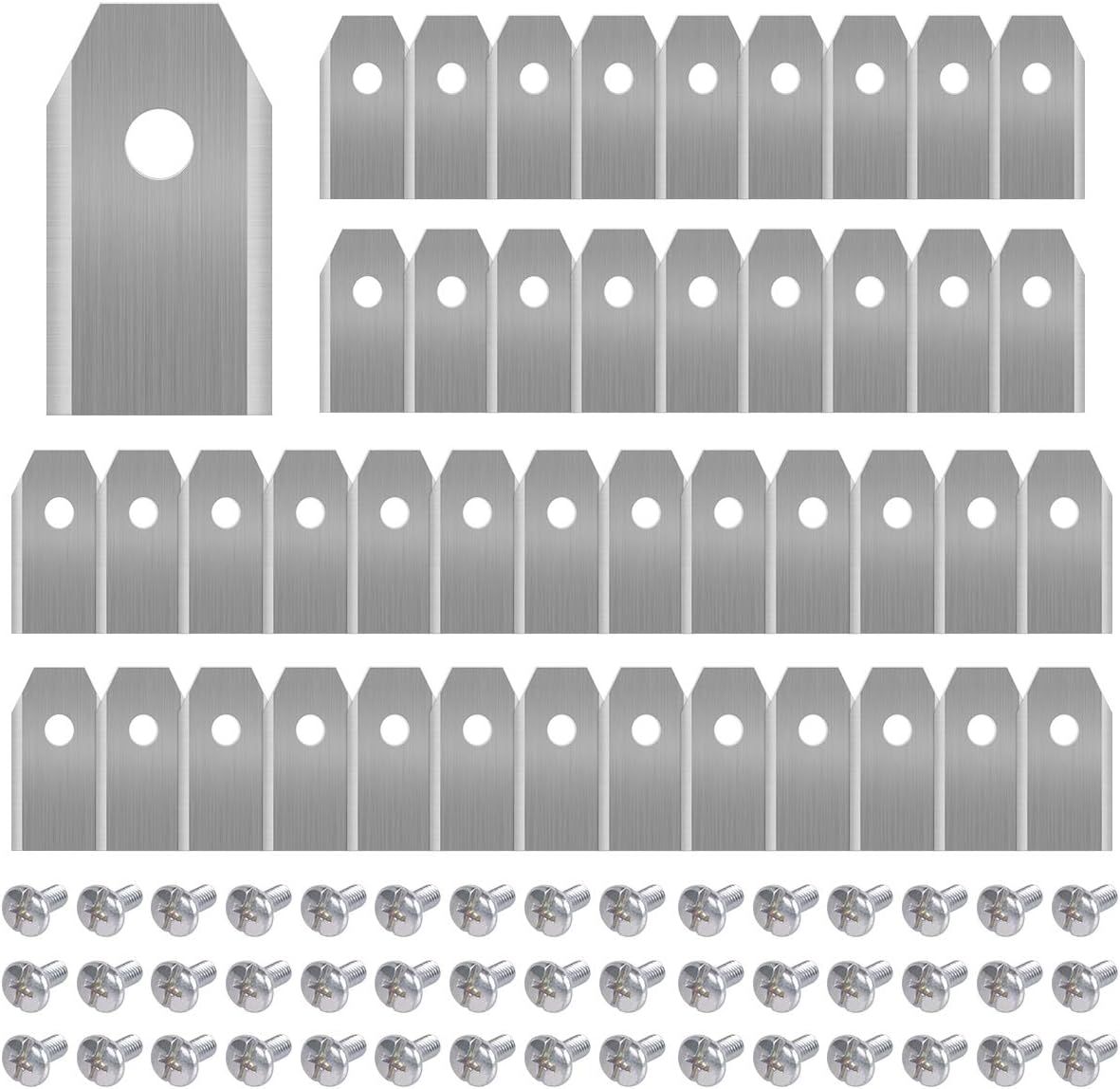 SanGlory 45 Piezas Cuchillas Automower en Titanio, Cuchillas de Repuesto para Robot Cortacésped Gardena/Husqvarna Automower Apto para 105,310,315,320,420,430x,r40i, 0,75mm, con Tornillos
