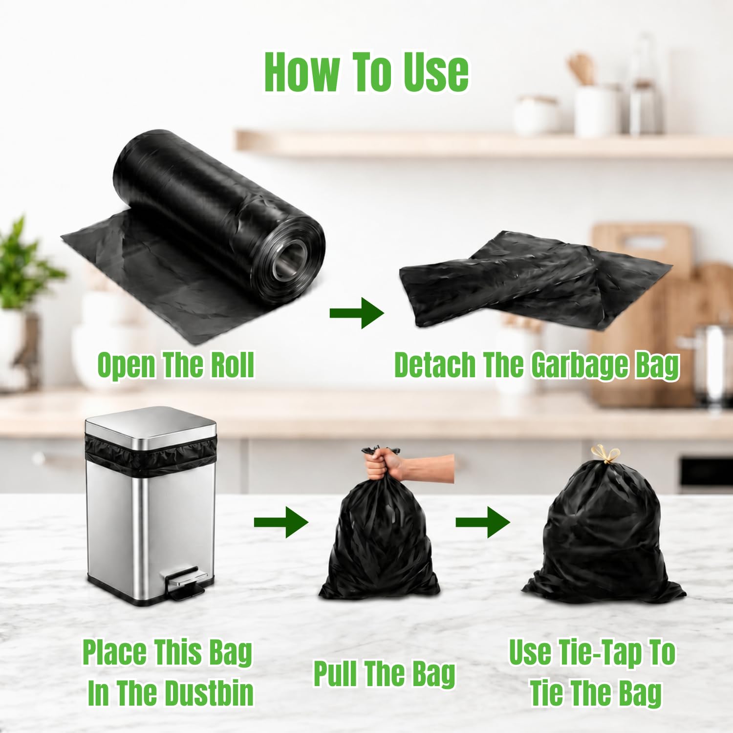 Aptro Garbage Bags - 90 Count, Black -8