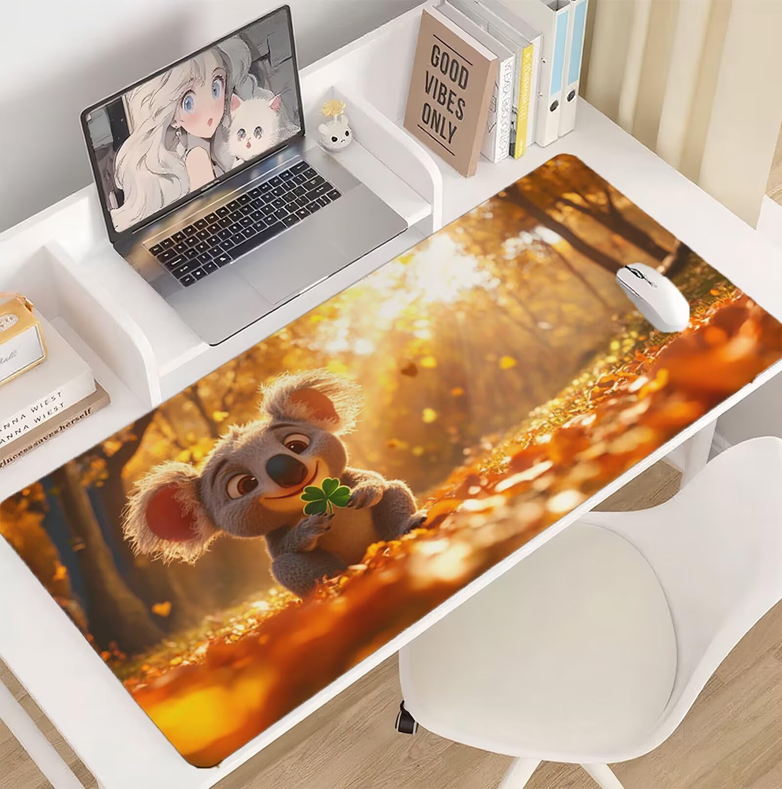 Podkładka pod mysz XXL 1600x800 Koala podkładka pod mysz z krajobrazem pod mysz, japońska podkładka pod mysz podkładka na biurko ulepszona dokładność i szybkość Antypoślizgowa gumowa podstawa dla