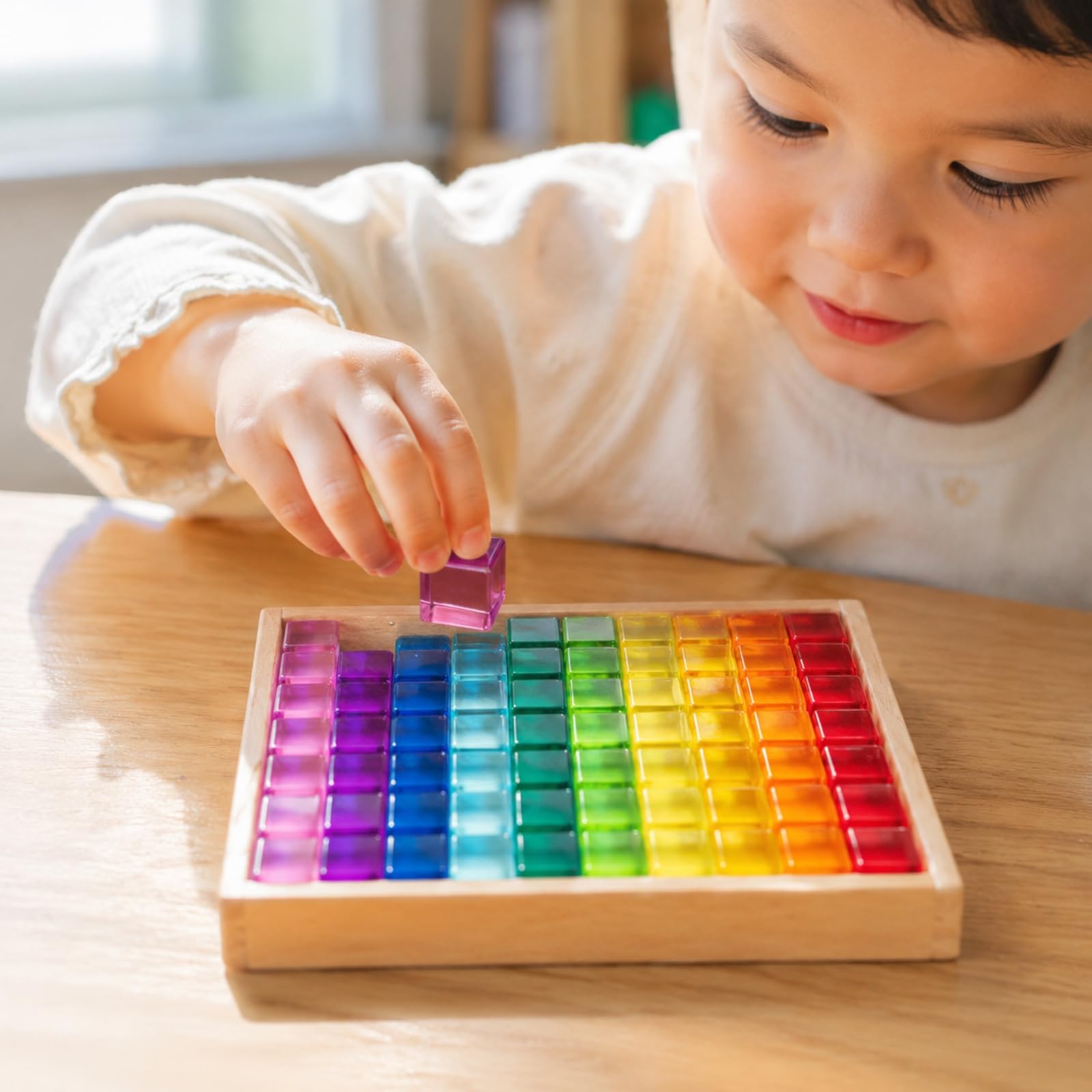 60 Pezzi Blocchi in Resina Colorato Blocco Sensoriale Creativo Giocattolo Educativo per Gioco sul Tavolo