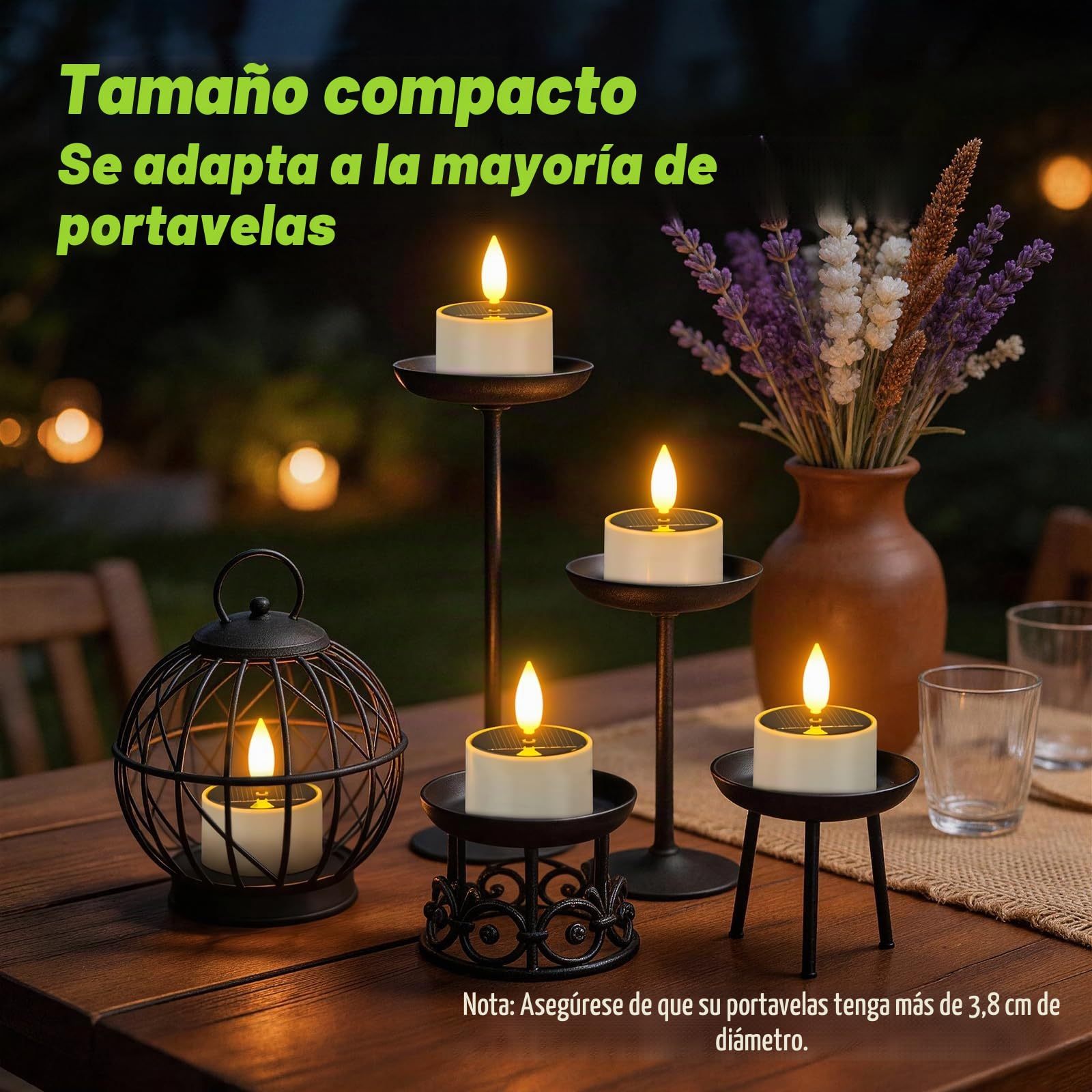 PChero 12pcs LED velas solares al aire libre a prueba de agua, recargable de la batería de las luces del té velas parpadeante para Jardín Linterna Camping Decoración del hogar