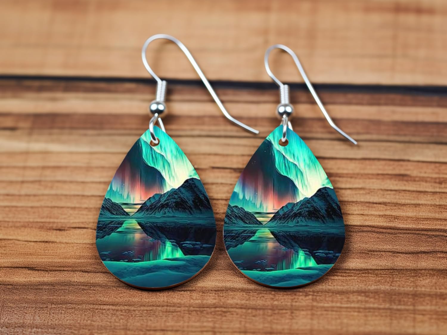Northern Lights Night Sky Dangle Earrings - Image 4