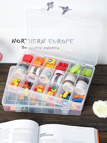 Miniatura 7 de Paquete de 2 cajas organizadoras de plástico transparente de 18 rejillas con divisores (2 unidades, 18 rejillas no ajustables)