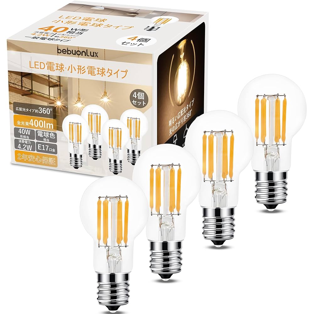 新品 : LED電球 40w形 電球色 ミニクリプトン形 Amazon | ミニクリプトン電球 E17口金 LED電球 電球色 40W形相当