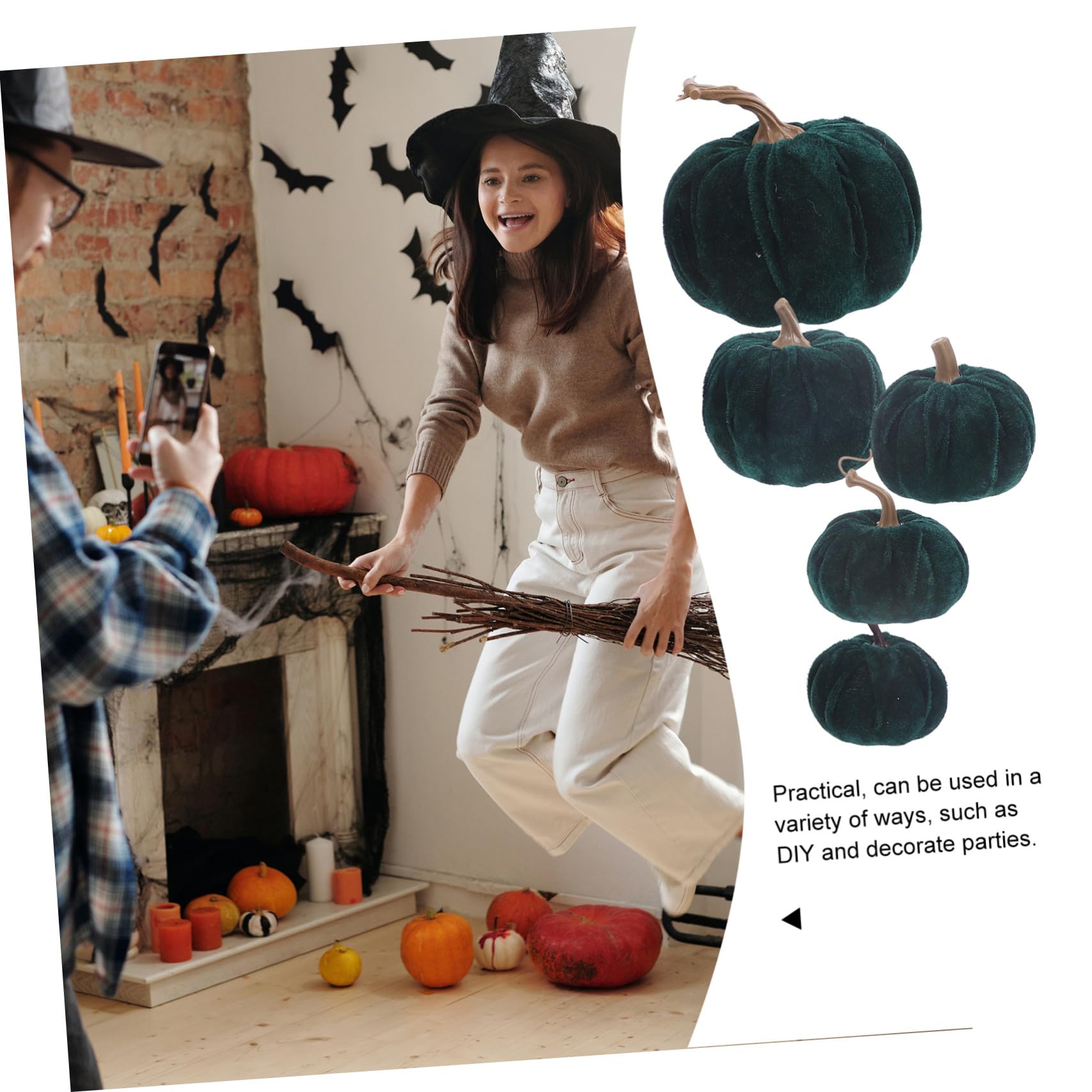 5pezzi Zucca Artificiale per Halloween Zucca Decorativa per Ringraziamento Ornamento Reale Accessorio Fotografico