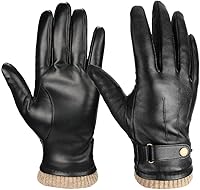 OZERO Men's Nappa Leather Winter Gloves - Touchscreen Wool Lined, Windproof Water-Resistant, Thermal Warmth for Driving Hiking