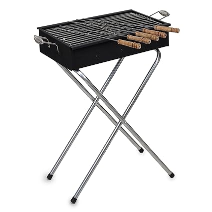 Fabrilla Barbeque Compact with 5 Skewers Barbecue Charcoal Grill Handy BBQ