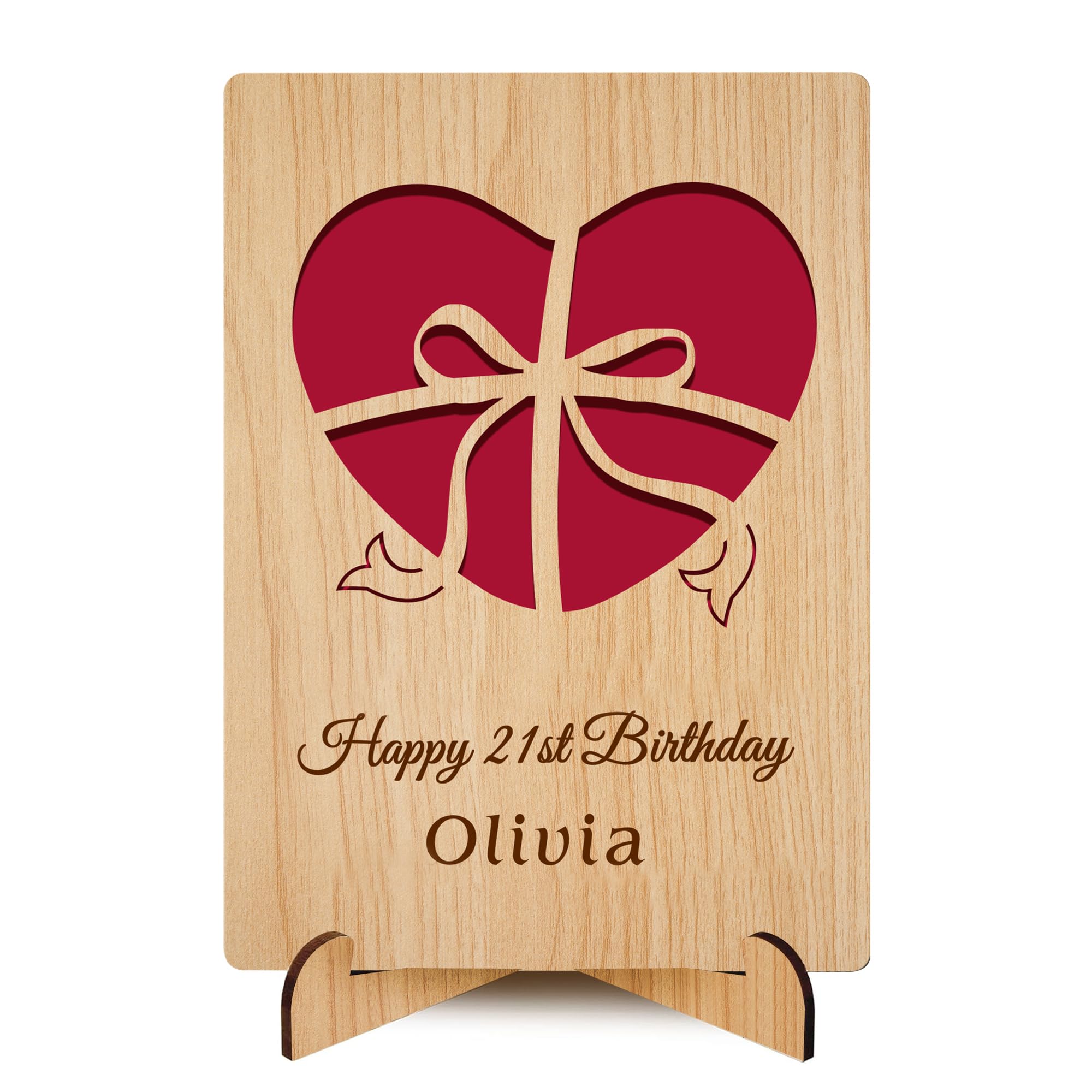 Personalised Wooden Birthday Card Gifts for Daughter Grandaughter Grandson Girl Happy Birthday Cards with Any Name & Age Gift for Kids and Adults 6th 12th 18th 21st 30th 50th 70th(Design 2)