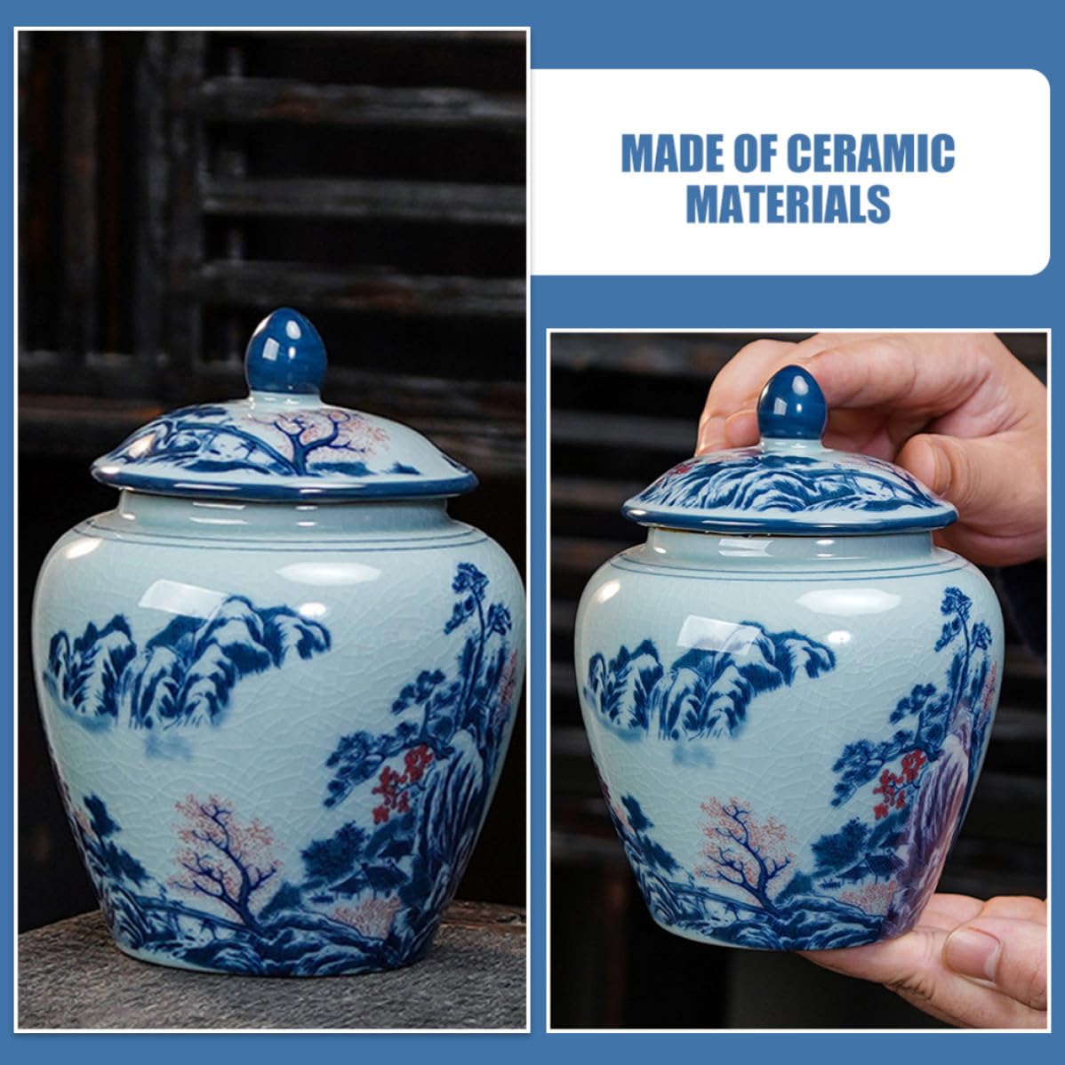 Tarro de Cerámica para Té Vintage Estilo Chino 1400ml Tapa