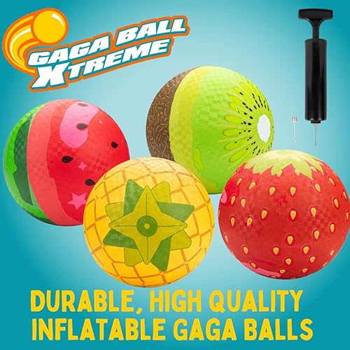 Miniatura 2 de SCS Direct Gaga Ball Playground Balls (8.5 inches) w Air Pump- Durable Rubber Pack for Recess Dodgeball, Kickball, Gagaball Official Play & School