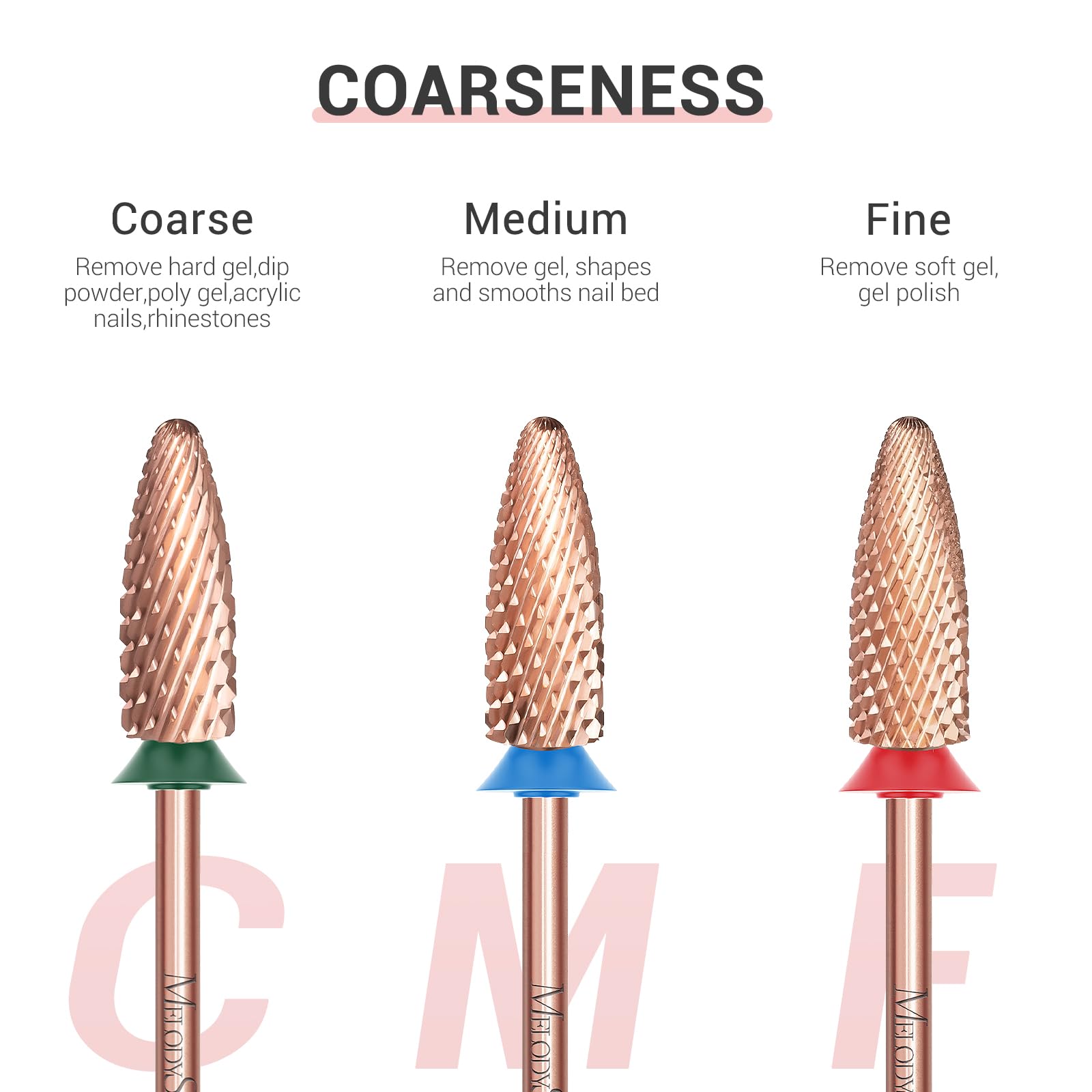 MelodySusie Long Flame Nail Drill Bits, 3/32'' Carbide Tungsten Bits - Image 4