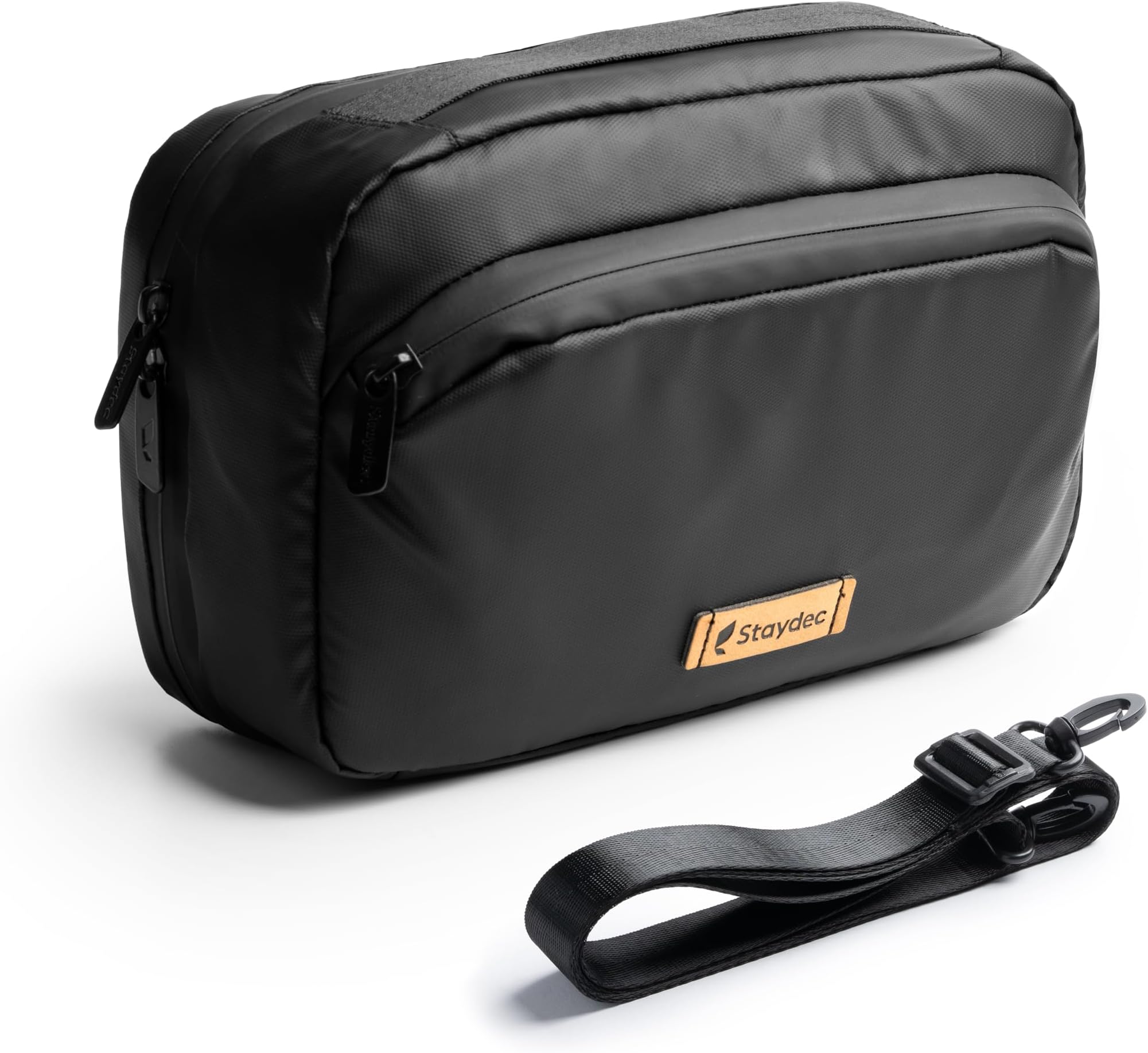 Tech Pouch Organizer | Gadget Organizer for Travel | Tech Accessories Pouch for Gadget, Hard Disk, Charger with Multiple Pockets | Water-Resistant | Premium Black with Adjustable Strap