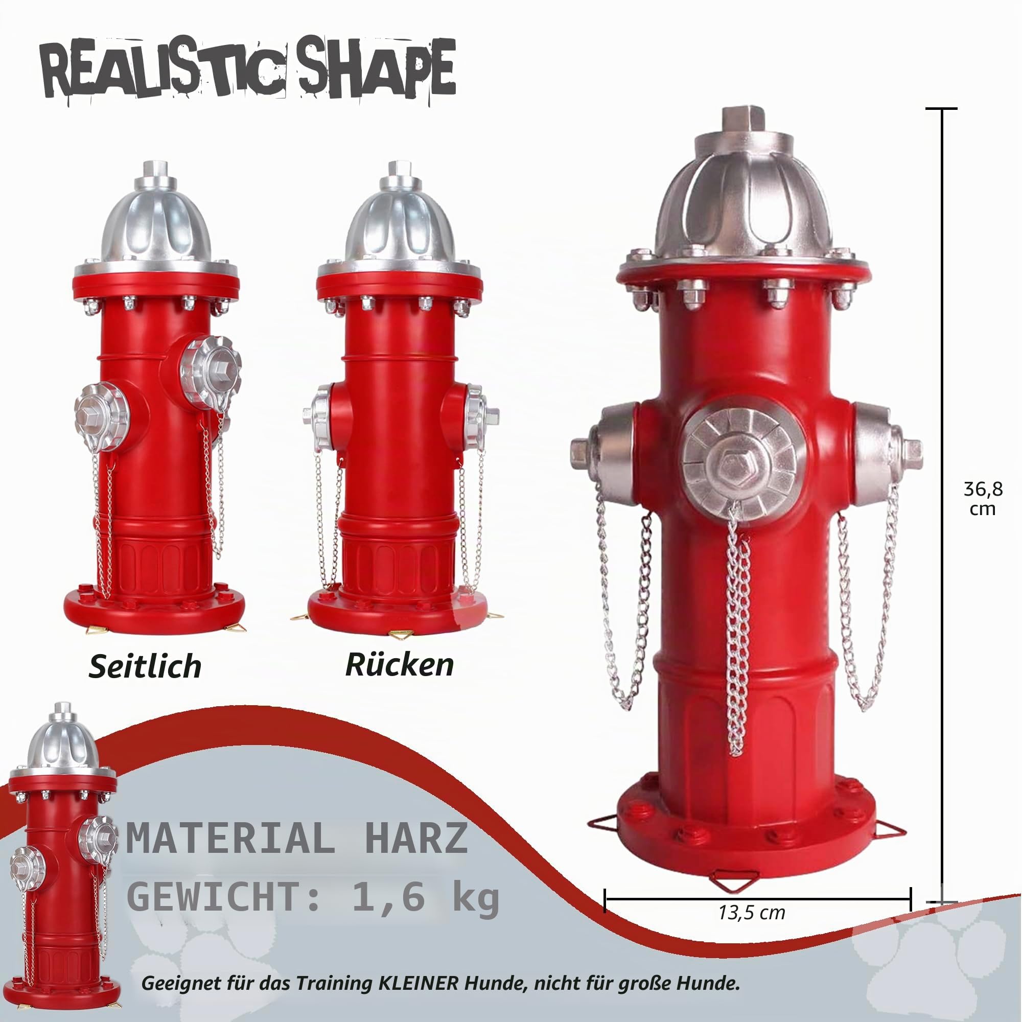 Hunde-Feuerhydrant-Pfosten, Welpen-Urinier, Trainingsstatue, für Innenausstattung, Hof, Kunst, Garten, Rasen, Feuerwehrmann-Geschenk (36,8 cm)