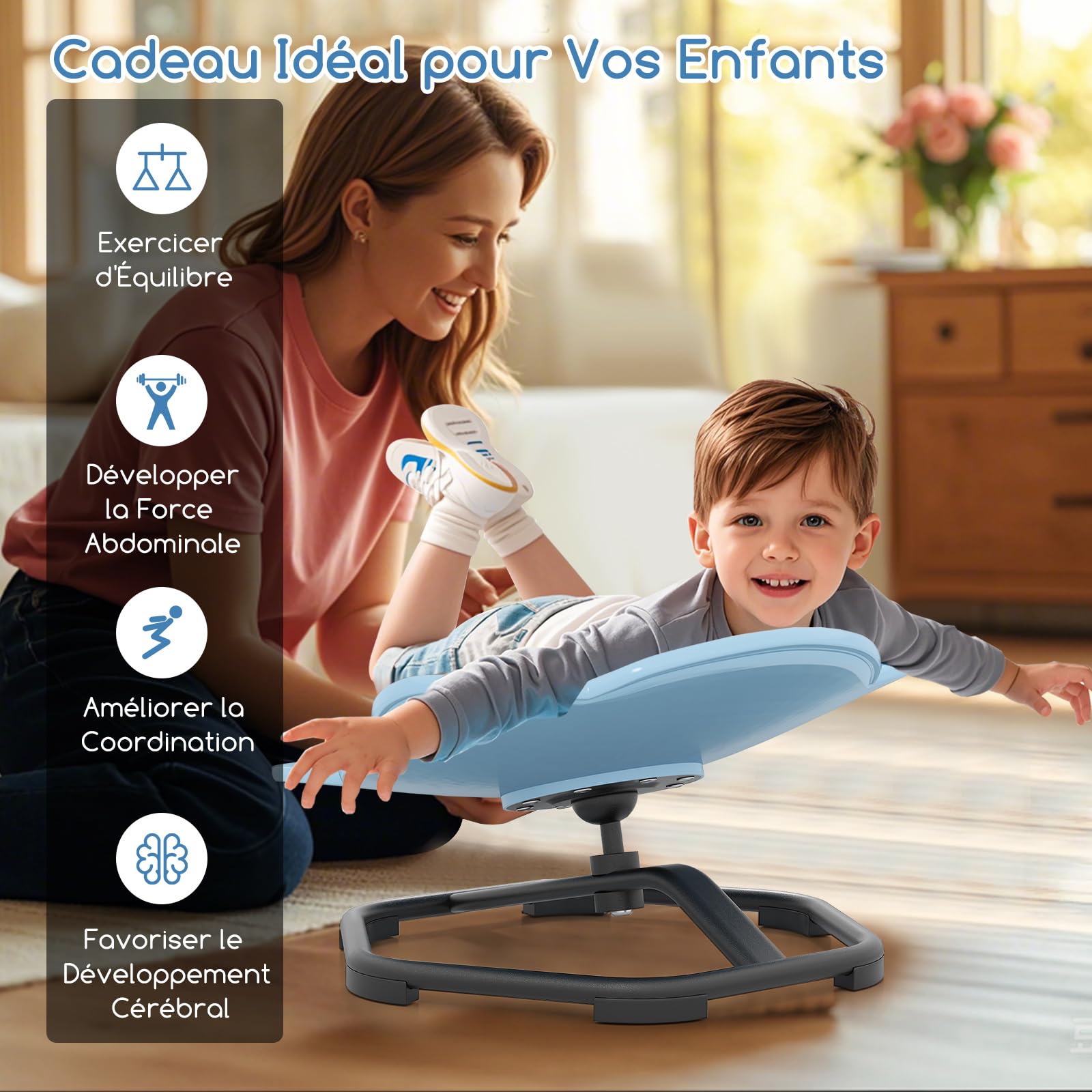 COSTWAY Chaise Pivotante Sensorielle Enfant en Forme Éléphant avec Siège Rotatif, Carrousel Chaise Sensorielle pour Autisme avec Base Antidérapante, Charge 100kg, Chaise d'équilibre pour 3 Ans+