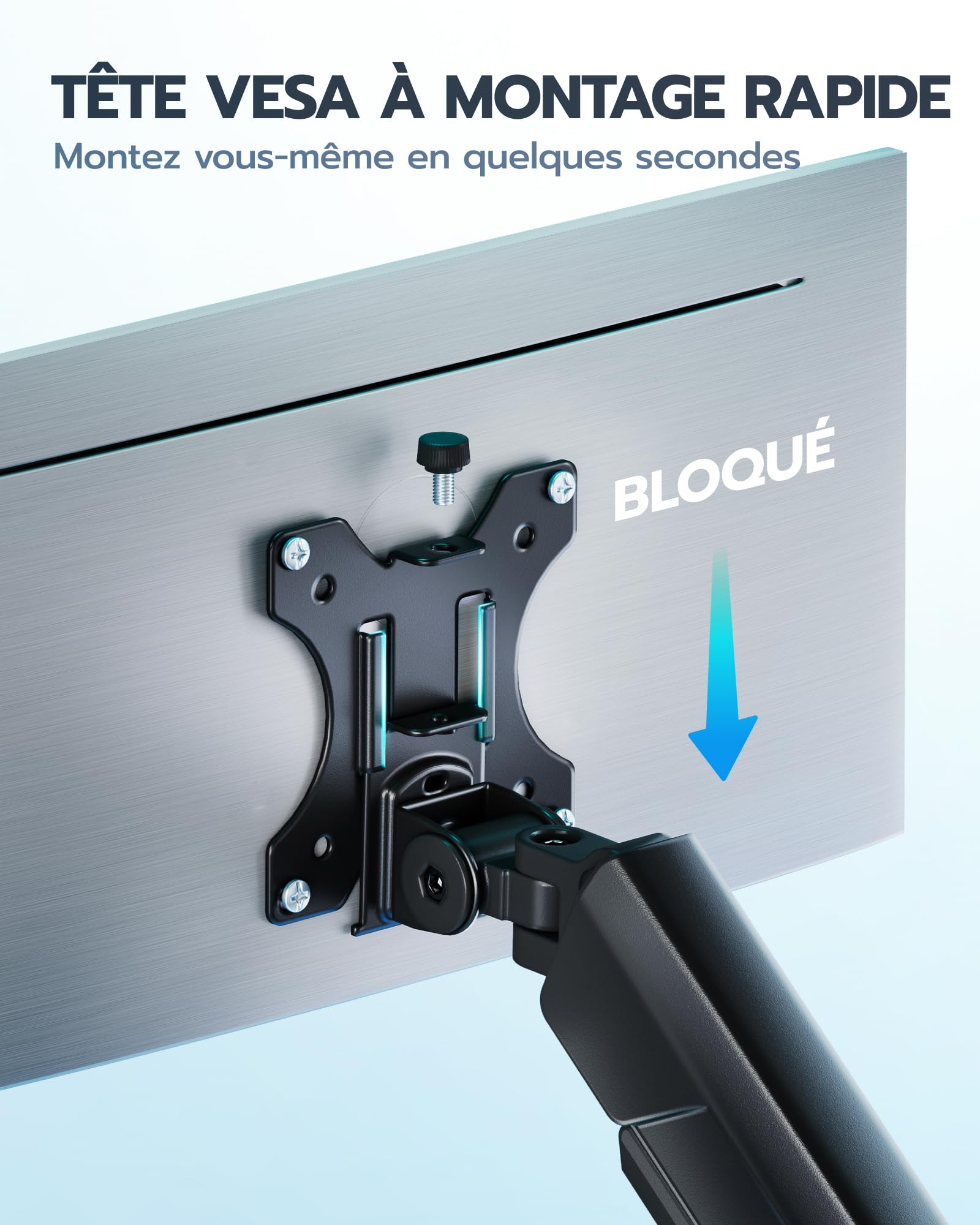 ARES WING Support de Moniteur pour écran Plat incurvé de 17" à 40" | Hauteur réglable, Charge maximale 12 kg, Support VESA 75/100 mm, Support de bureau