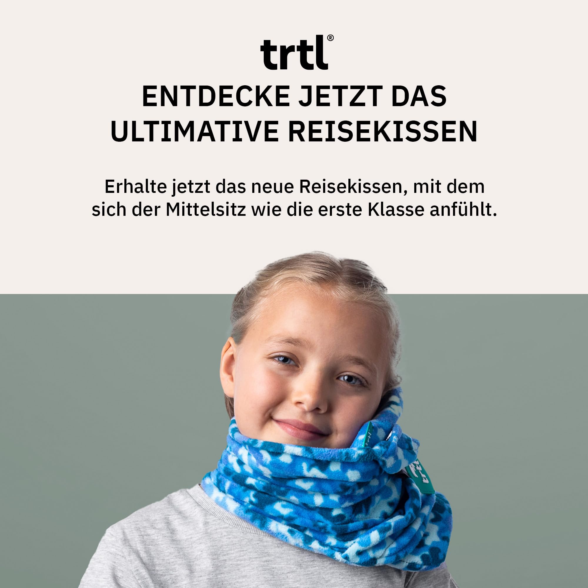 trtl Pillow – Wissenschaftlich belegt super weiches Nacken unterstützendes Reisekissen - Waschmaschinenfest (Aqua Pop, Kind)
