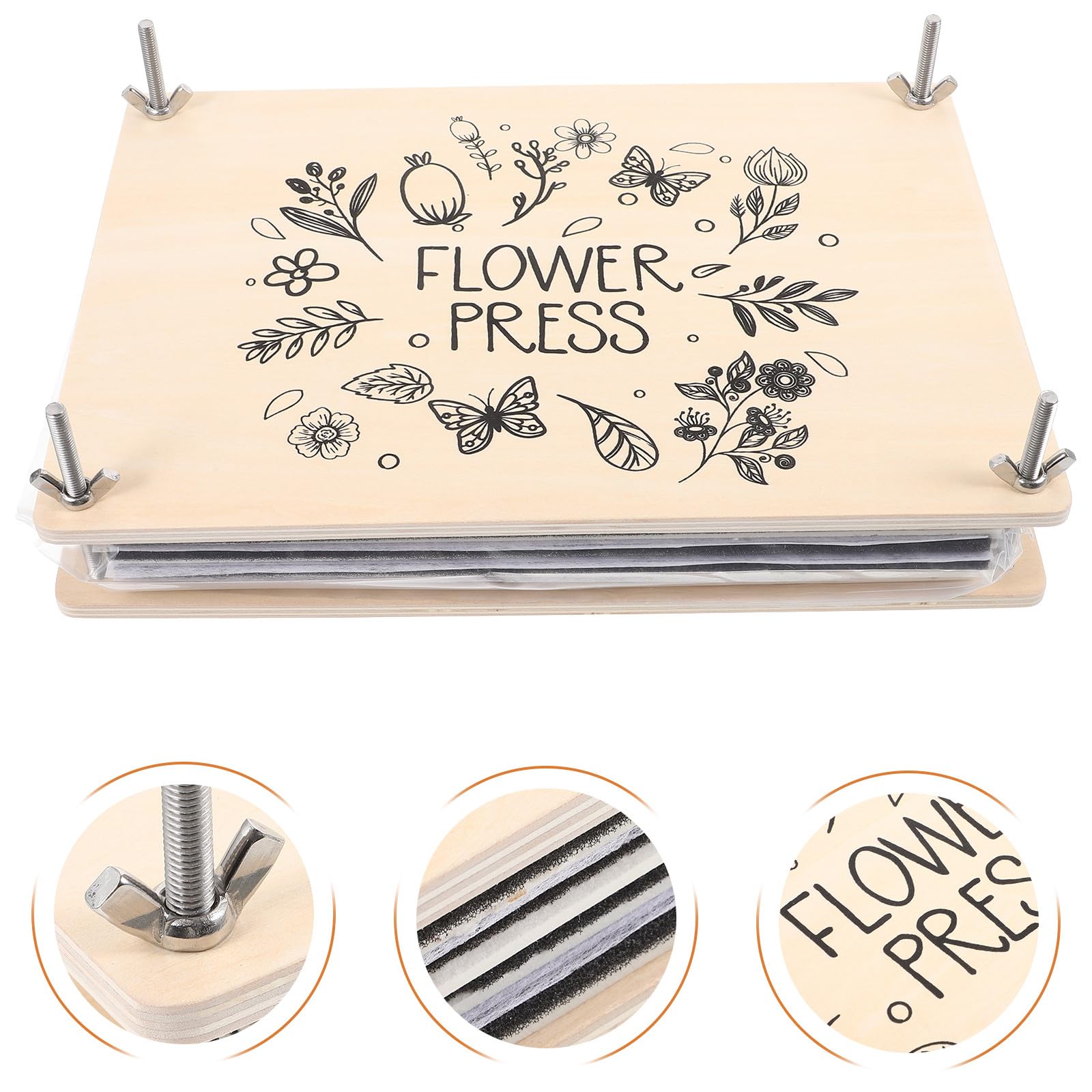 COOLHIYA 1set Pressa per Fiori Professionale Kit DIY con Strumenti per Pressatura Piante e Foglie Pressa Erbario Multistrato per Conservazione Fiori e Foglie Strumento Didattico Naturale