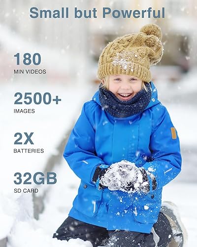 Miniatura 3 de Cámara digital, FHD 1080P para niños con tarjeta de 32 GB, 2 baterías, cordón, zoom de 44 MP 16X antivibración, cámara compacta portátil de disparo