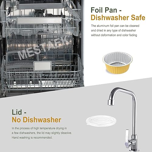 Miniatura 6 de Sartenes de papel de aluminio resistentes de 7 pulgadas con tapas (paquete de 5), 2 recipientes más gruesos y resistentes a la grasa para hornear,