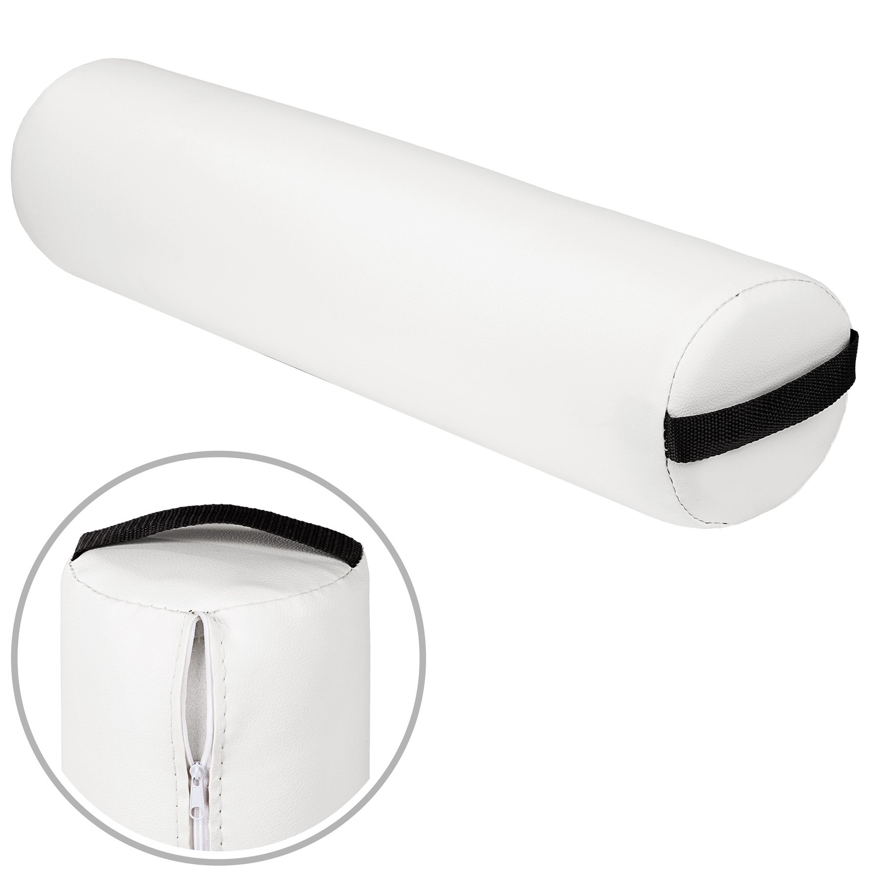 tectake® Conjunto Cojín Cilíndrico Masajes, Almohada Lumbar Ergonómica, Ideal para Fisioterapia, Rodillo Masaje Muscular, Foam Roller, Accesorio de Camilla Masaje, Cojin Masajes - Blanco