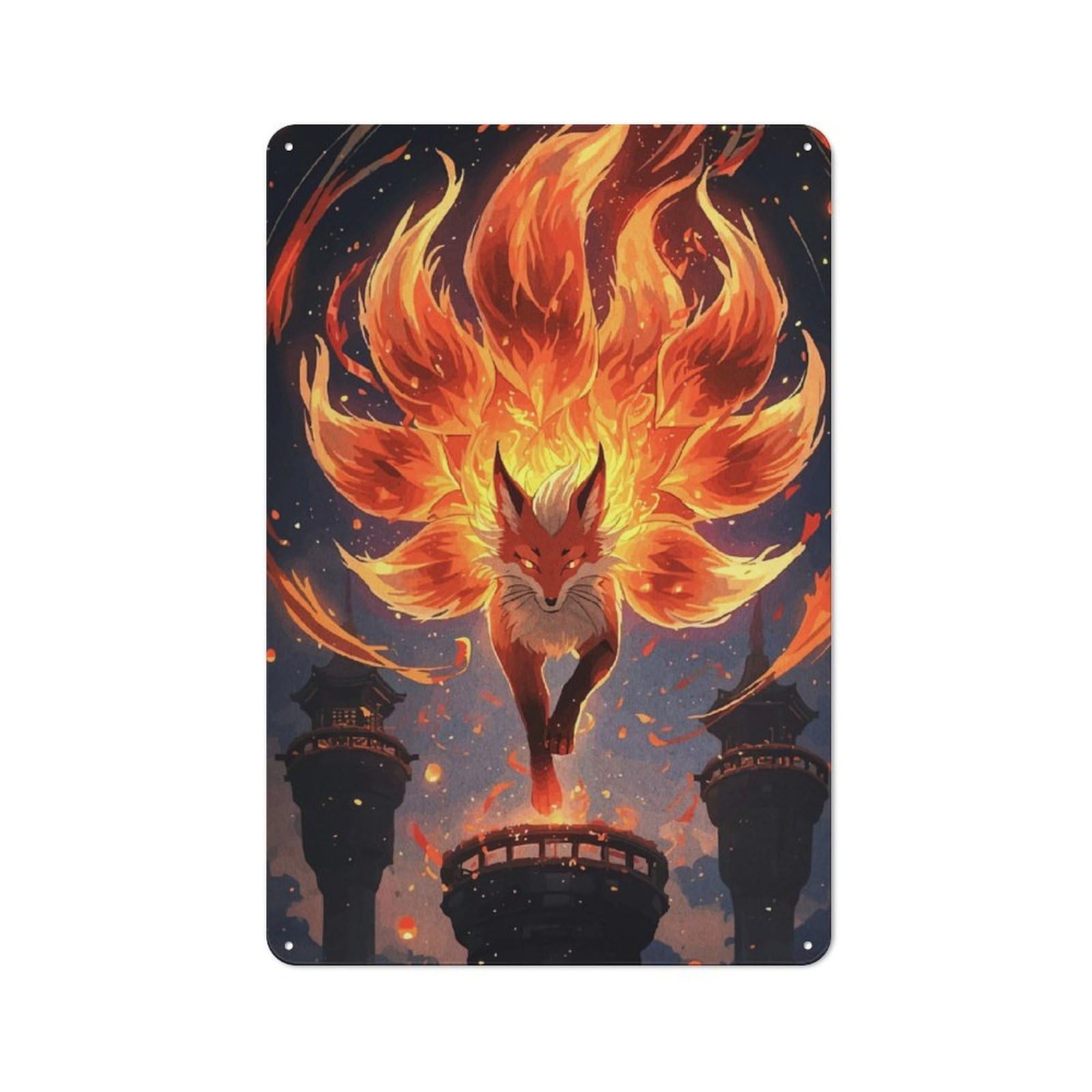 Junmoney Style-21 Country Metal Sign With Nine-Tailed Fox Spirit Design 30X20cm, Barn Style Farmhouse Wall Decor For Farmhouse Kitchen, Pantry Or Dining Area
