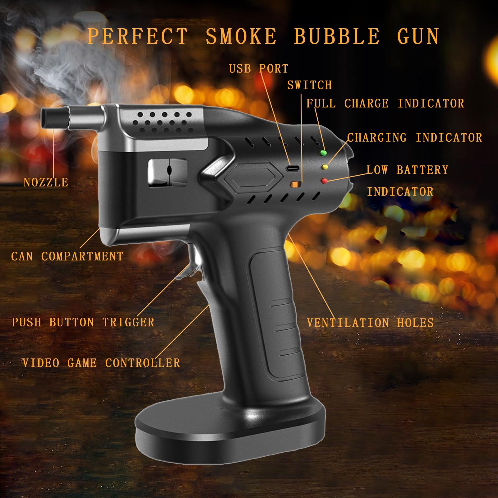 Pistolet do baniek dymnych, 2 w 1 elektryczny pistolet do wędzenia koktajli, zestaw do robienia baniek koktajlowych, pistolet do wędzenia molekularnego