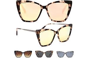 Becky II Designer Cat Eye Sunglasses for Women UV400 Protection, Himalayan Tortoise...