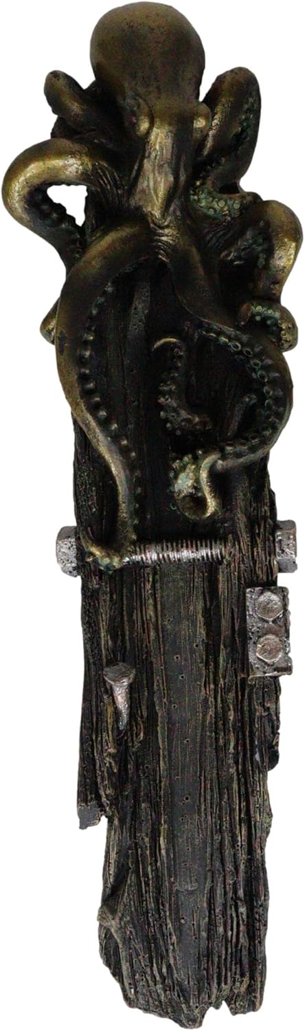 Ebros Nautical Ocean Marine Octopus On Castaway Shipwreck Wooden Deck Incense Stick Burner Holder Resin Statue Sea Kraken Giant Octopuses Themed Decorative Figurine