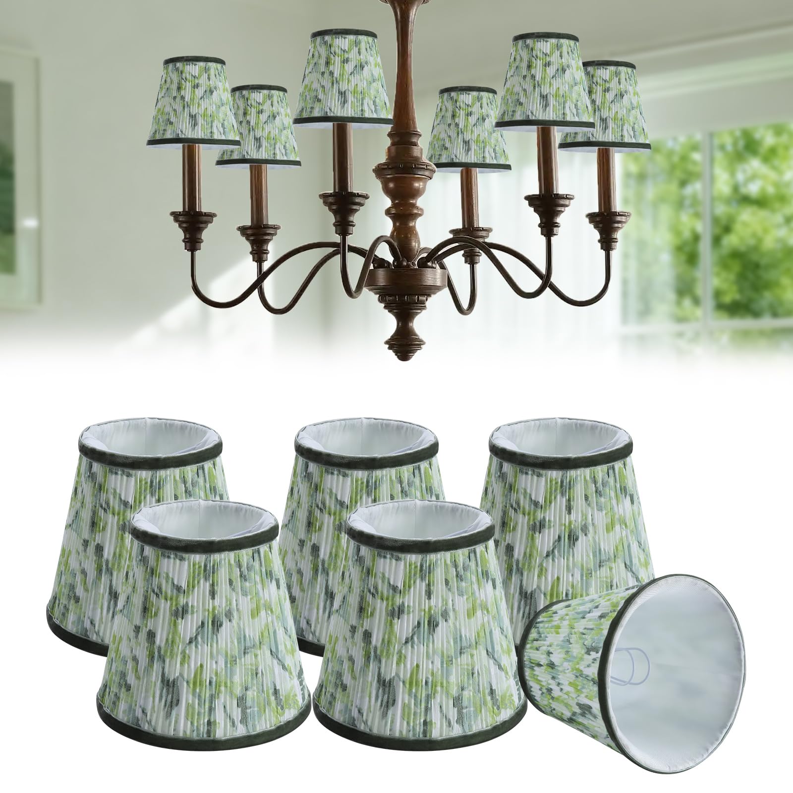 Fuloon Set of 6 LampShades Clip on Lamp Shades for for Candle Crystal Chandelier Wall Lamp Droplight Fabric Lamp Shade