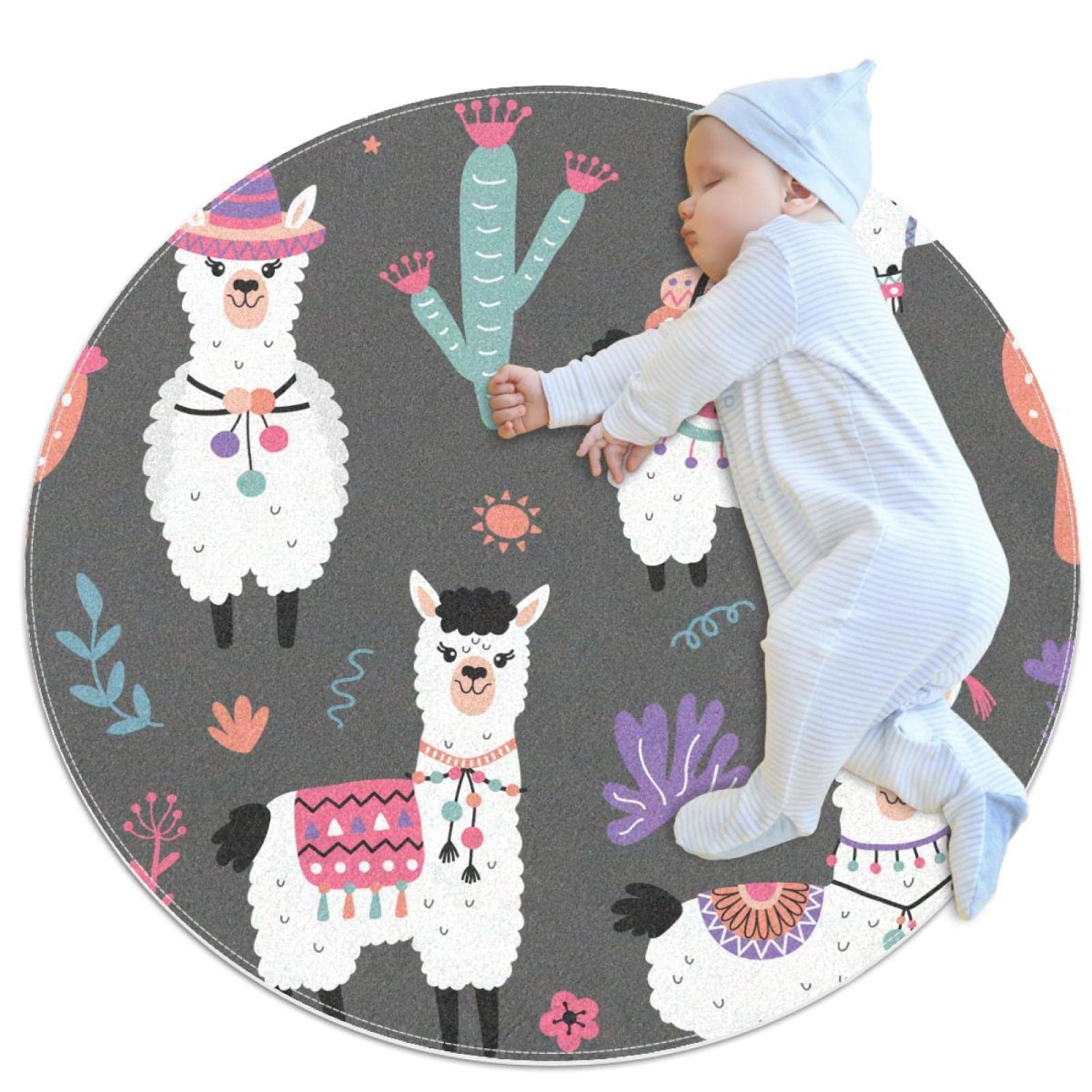Tapis de salle de bain alpaga antidérapant rond 1m pour chambre à coucher et salon moderne