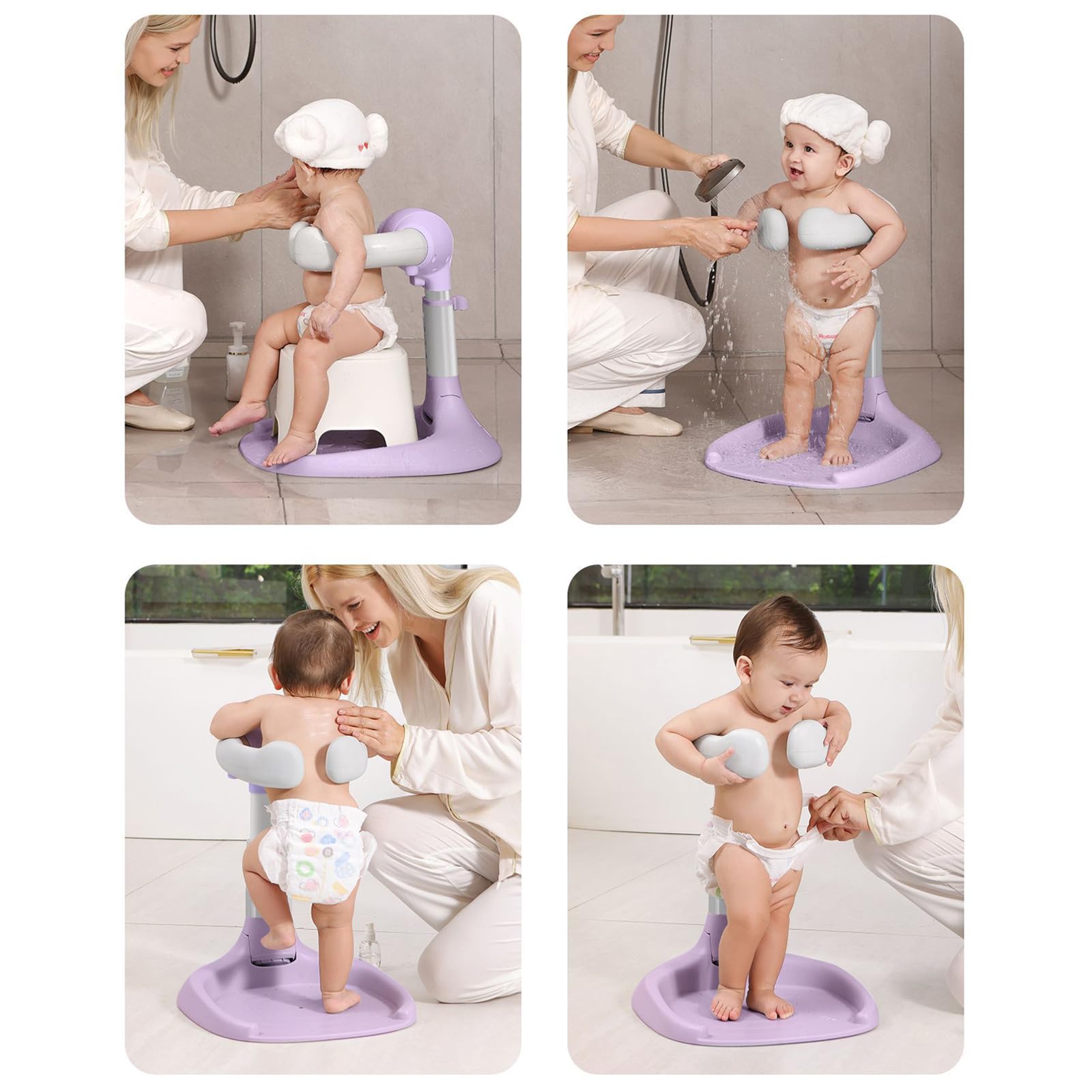 Montesy Baby Standing Shower Foldable Adjustable Infant Shower Stand Infant Shower Stand for Toddler 6-18 Months